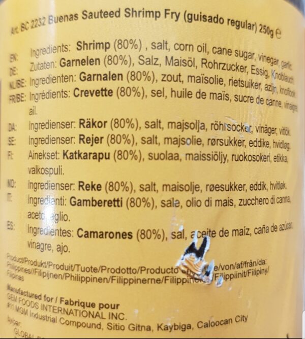 Buenas - Räksås Ginisang Bagoong  - Salted Shrimp Paste Regular 340g - Bild 3