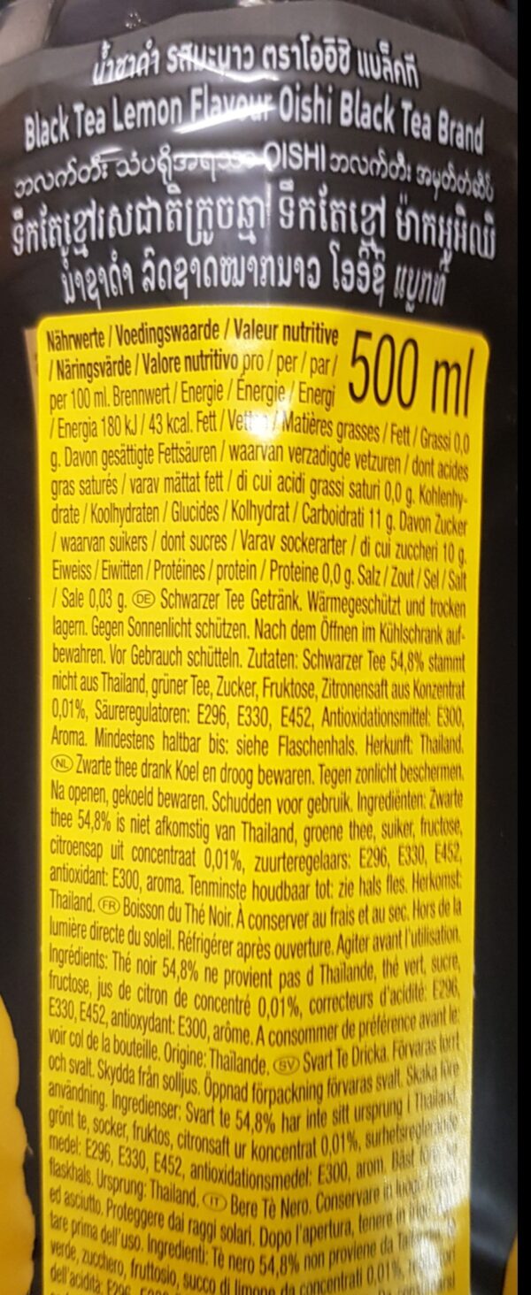 Oishi Black Tea Lemon -  svart te citron smak - Bild 3